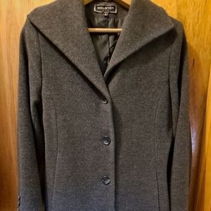 HALSTON full length woman's size 6 wool coat dark grey